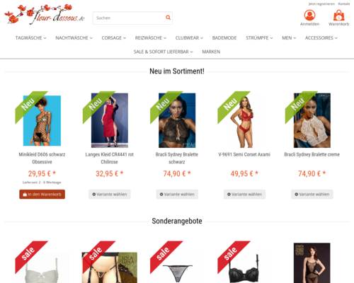 Online-Shop vonFleur Dessous
